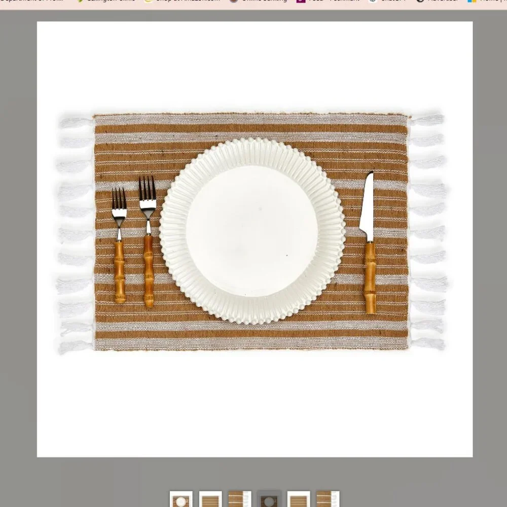 Two’s Company Au Natural Jute Cotton Tassel Placemats Set of 4